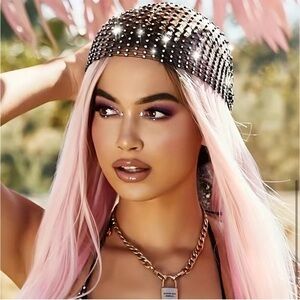 New Mesh Rhinestone Tie Head Scarf/Wrap